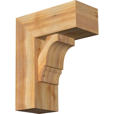 Balboa Block Rough Sawn Bracket w/ Offset Brace, Western Red Cedar, 8"W x 18"D x 22"H